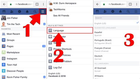 How to change language on Facebook